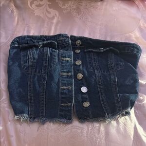 Denim Button-Up Tube Top